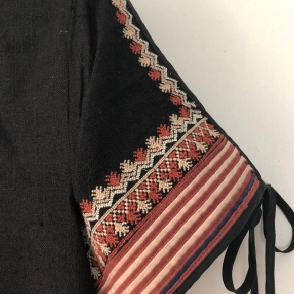 Doen Paz Mini Dress MED embroidered designer tie front Linen BOHO MINT Ret $398 - Picture 4 of 10